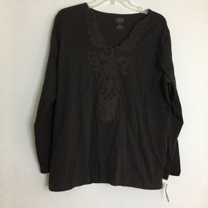 NEW TALBOTS Woman Plus Size Shirt Top 1X Brown